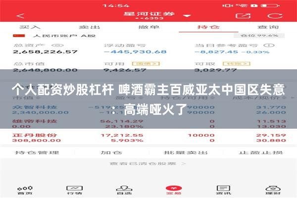个人配资炒股杠杆 啤酒霸主百威亚太中国区失意：高端哑火了