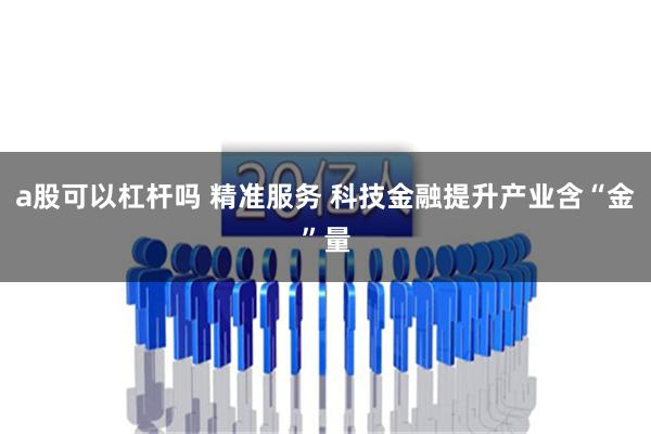 a股可以杠杆吗 精准服务 科技金融提升产业含“金”量