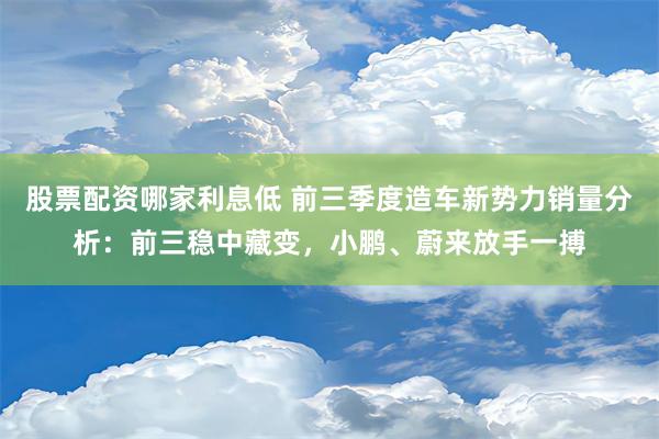 股票配资哪家利息低 前三季度造车新势力销量分析：前三稳中藏变，小鹏、蔚来放手一搏