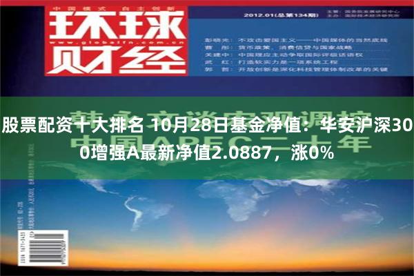 股票配资十大排名 10月28日基金净值：华安沪深300增强A最新净值2.0887，涨0%